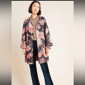 Anthropologie Solitaire Emilie Faux Suede Kimono Jacket Size L
